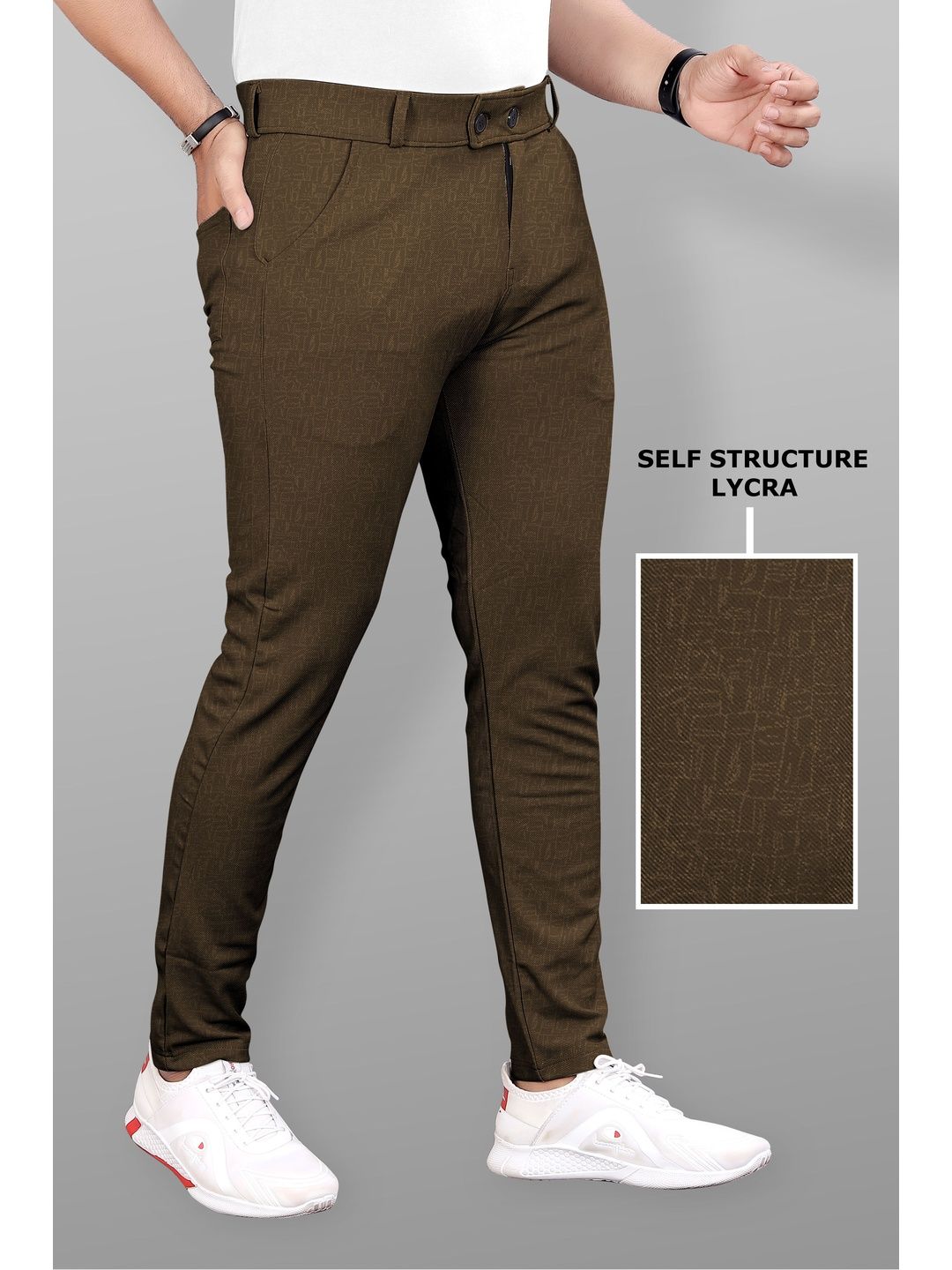 COMBRAIDED Men Solid Mid-Rise Regular Fit Trousers-picture-12