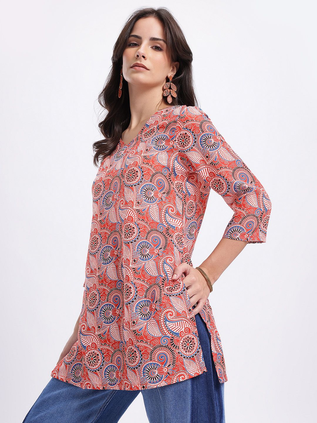 Anouk Rustic Paisley Printed V-Neck Kurti-picture-24