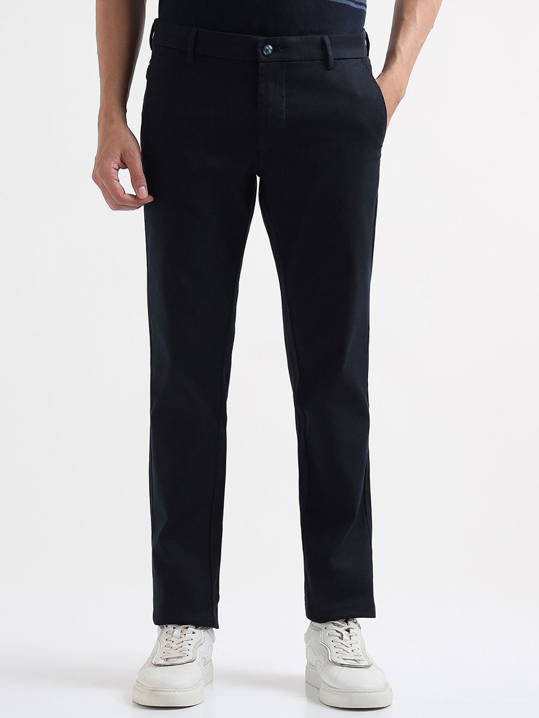Arrow Sport Men Self Design Mid-Rise Slim Fit Trousers-picture-16