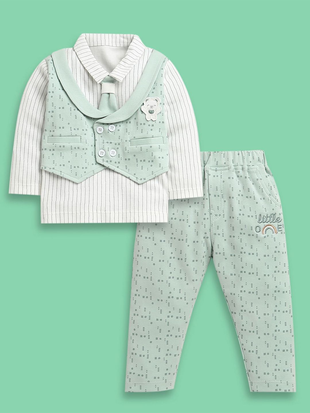 BUMZEE Boys Printed Shirt Collar Pure Cotton Shirt With Trousers-image-35