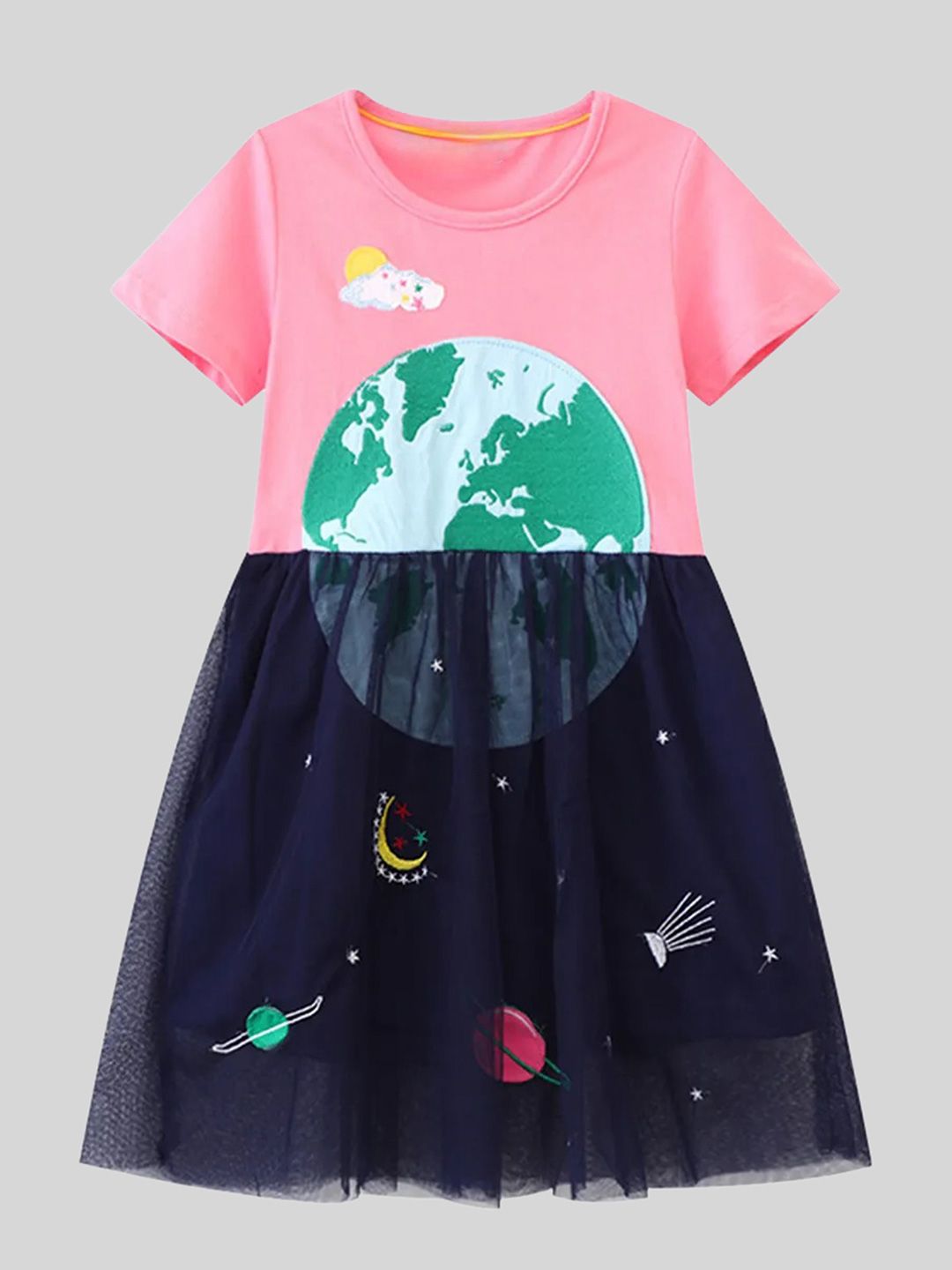 LULU & SKY Girls Colourblocked Fit & Flare Dress-picture-25