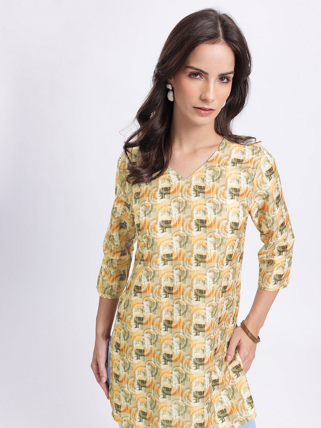 Anouk Rustic Ethnic Motifs V-Neck Kurti-image-36