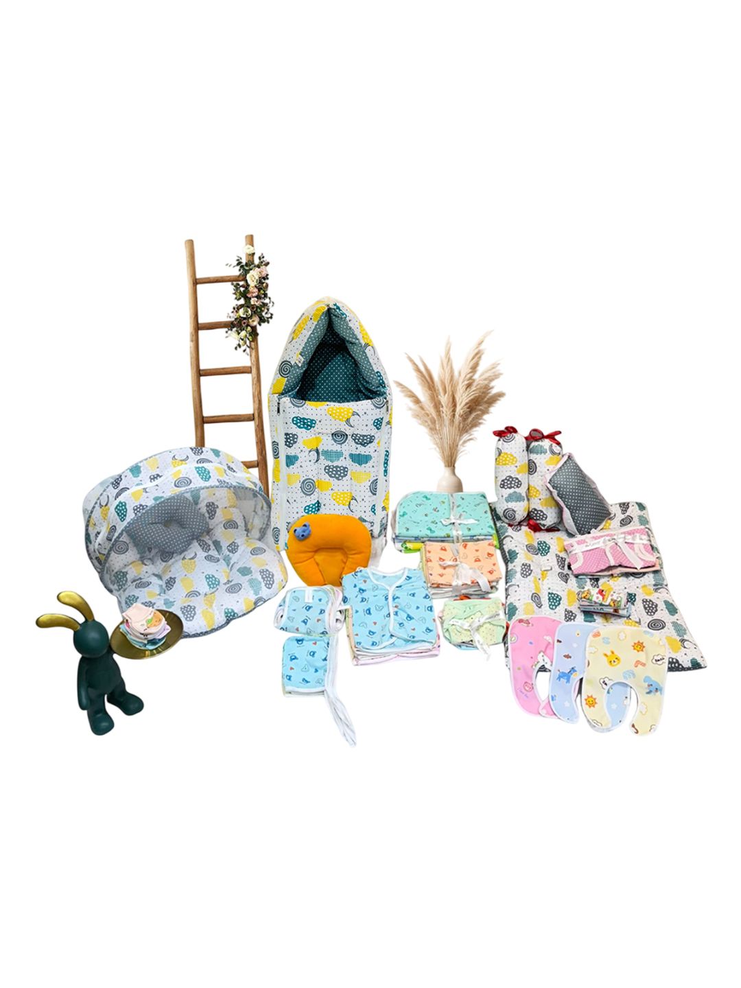 Fareto Infants Set Of 60 Printed Cotton Baby Apparel Gift Set-image-28
