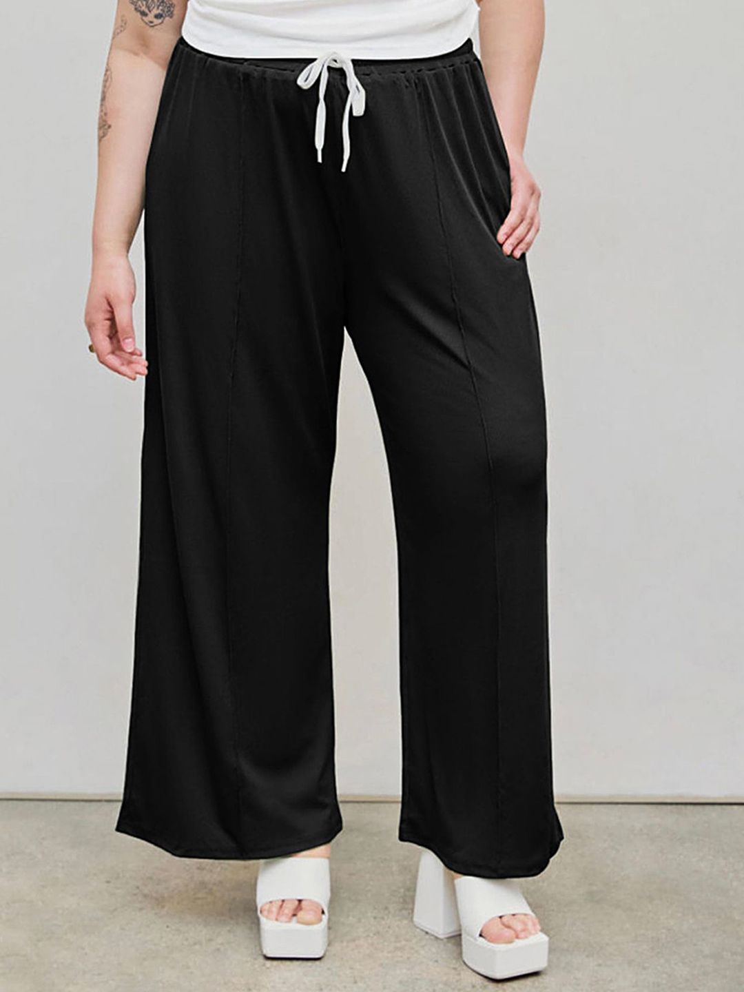 LULU & SKY Women Wide-leg High-Rise Easy Wash Trousers-picture-10