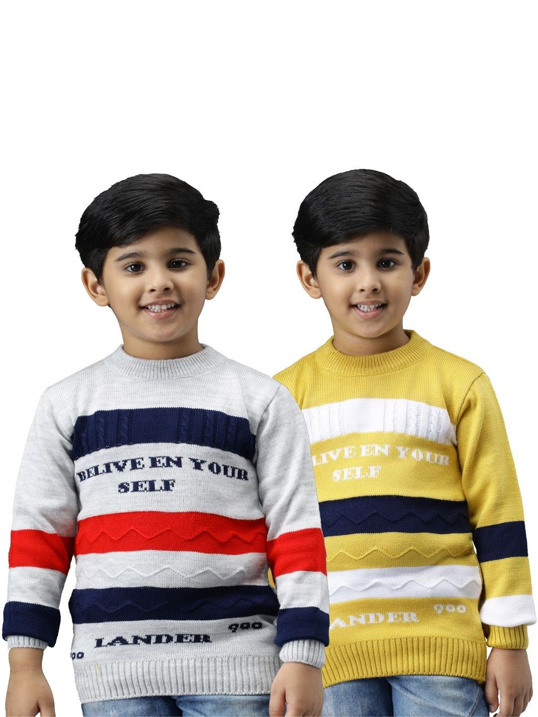 TRENDY WORLD Boys Pack of 2 Striped Woollen Sweaters-picture-21