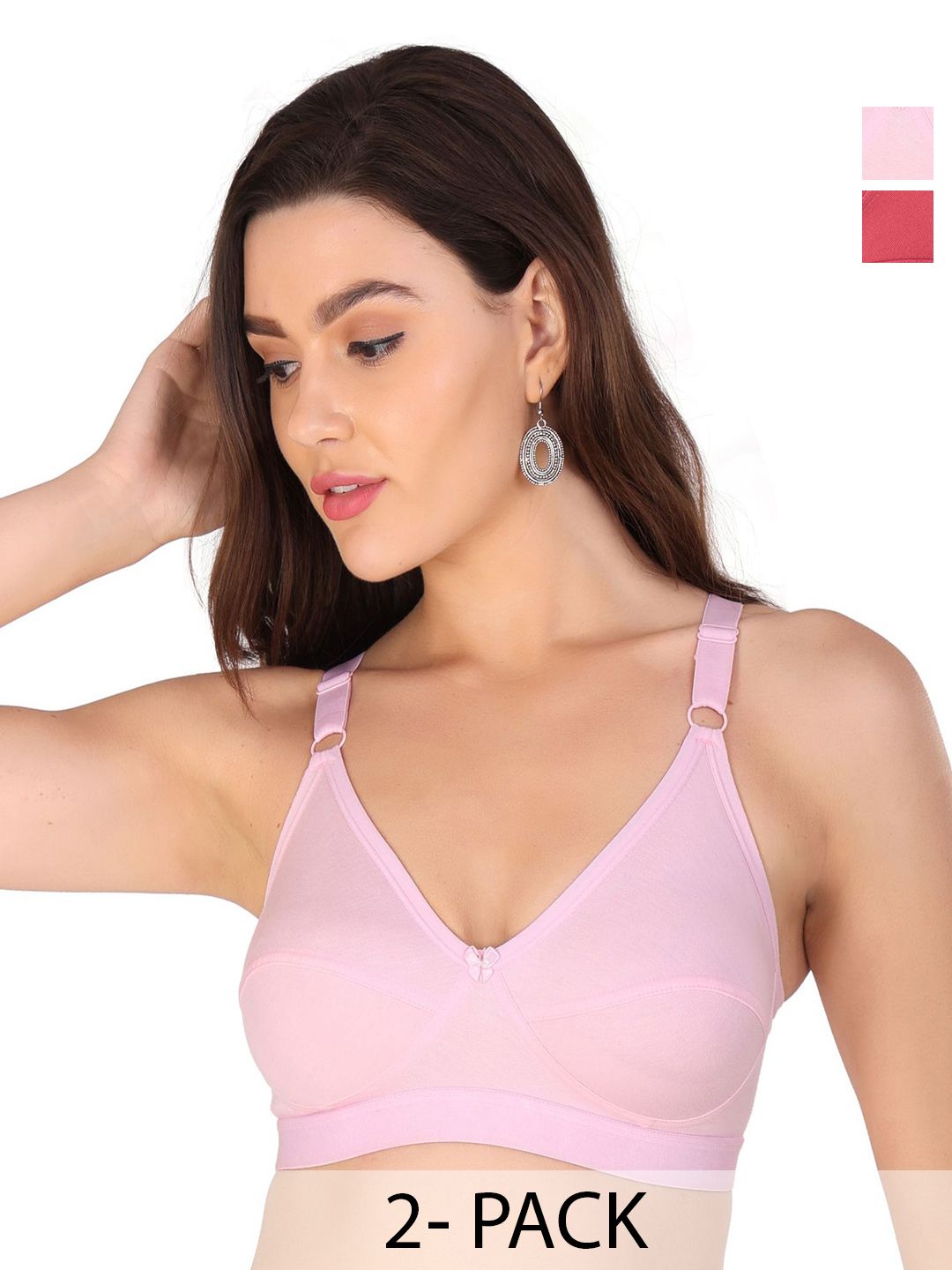 Nsaliza Women Pack Of 2 Solid Full Coverage Non Padded Bra-picture-49