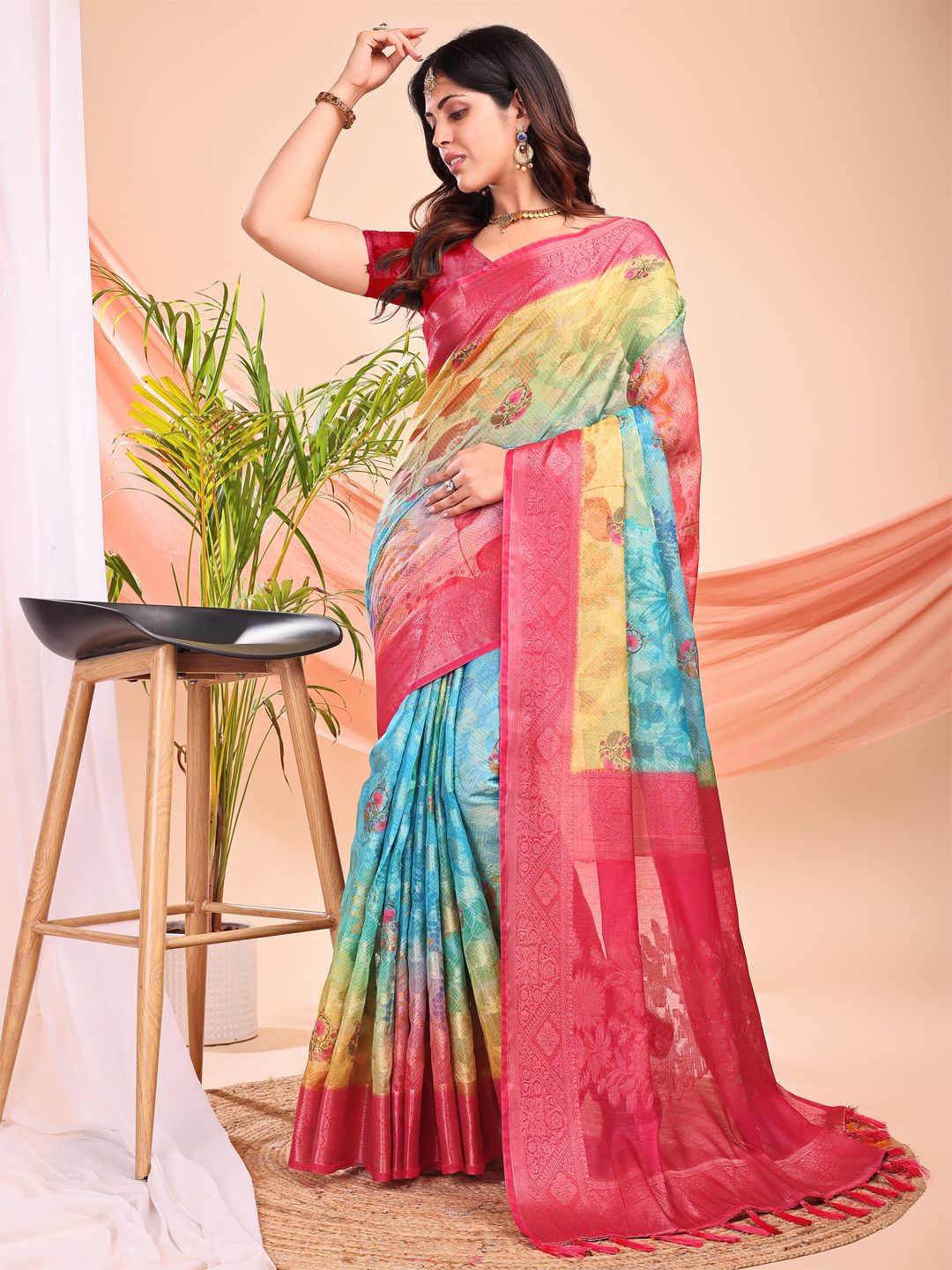 Leelavati Women Floral Printed Zari Kanjeevaram Saree-picture-40