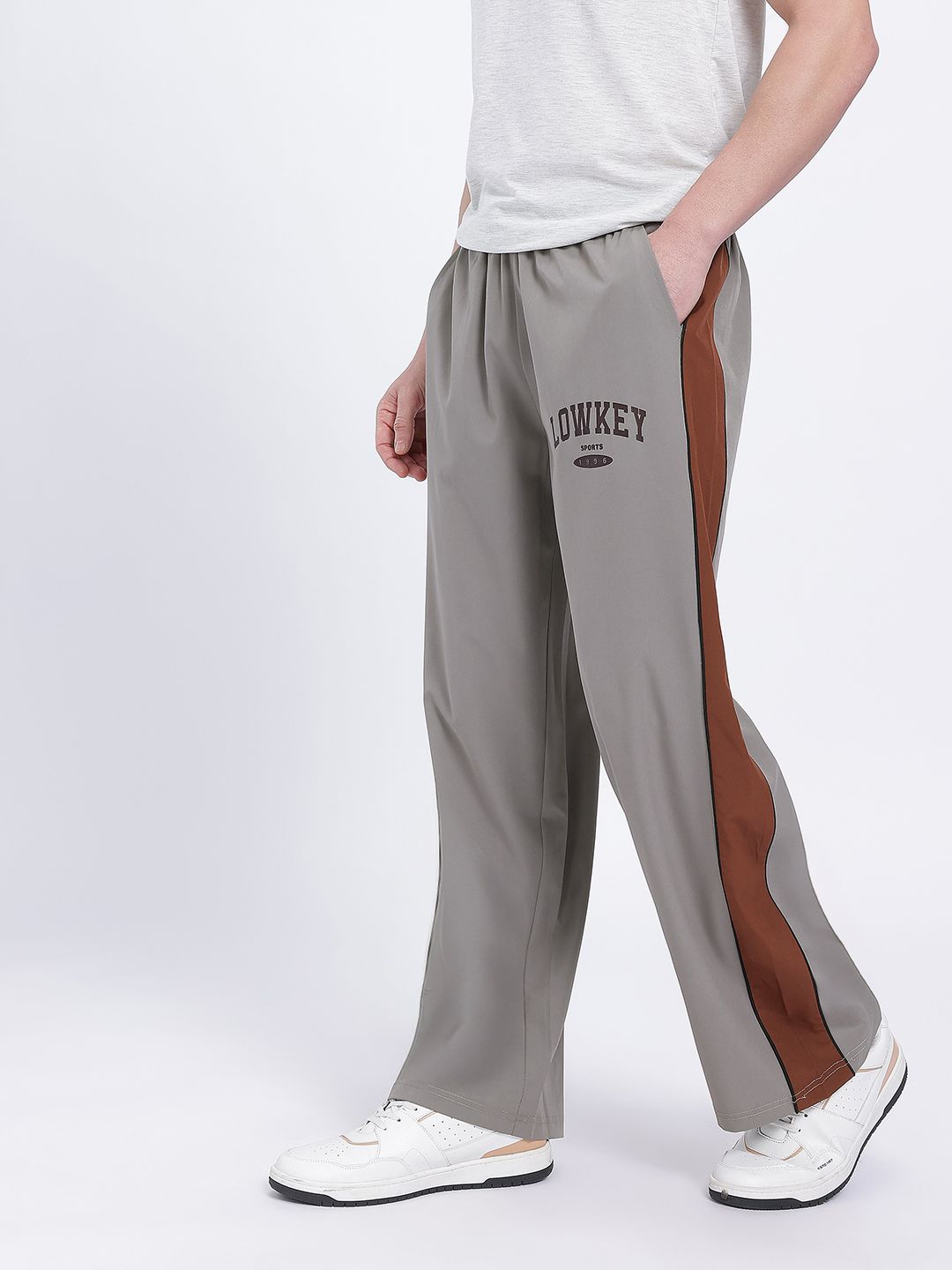 glitchez Men Mid-Rise Typography Detail Side Striped Wide Leg Track Pants-picture-19