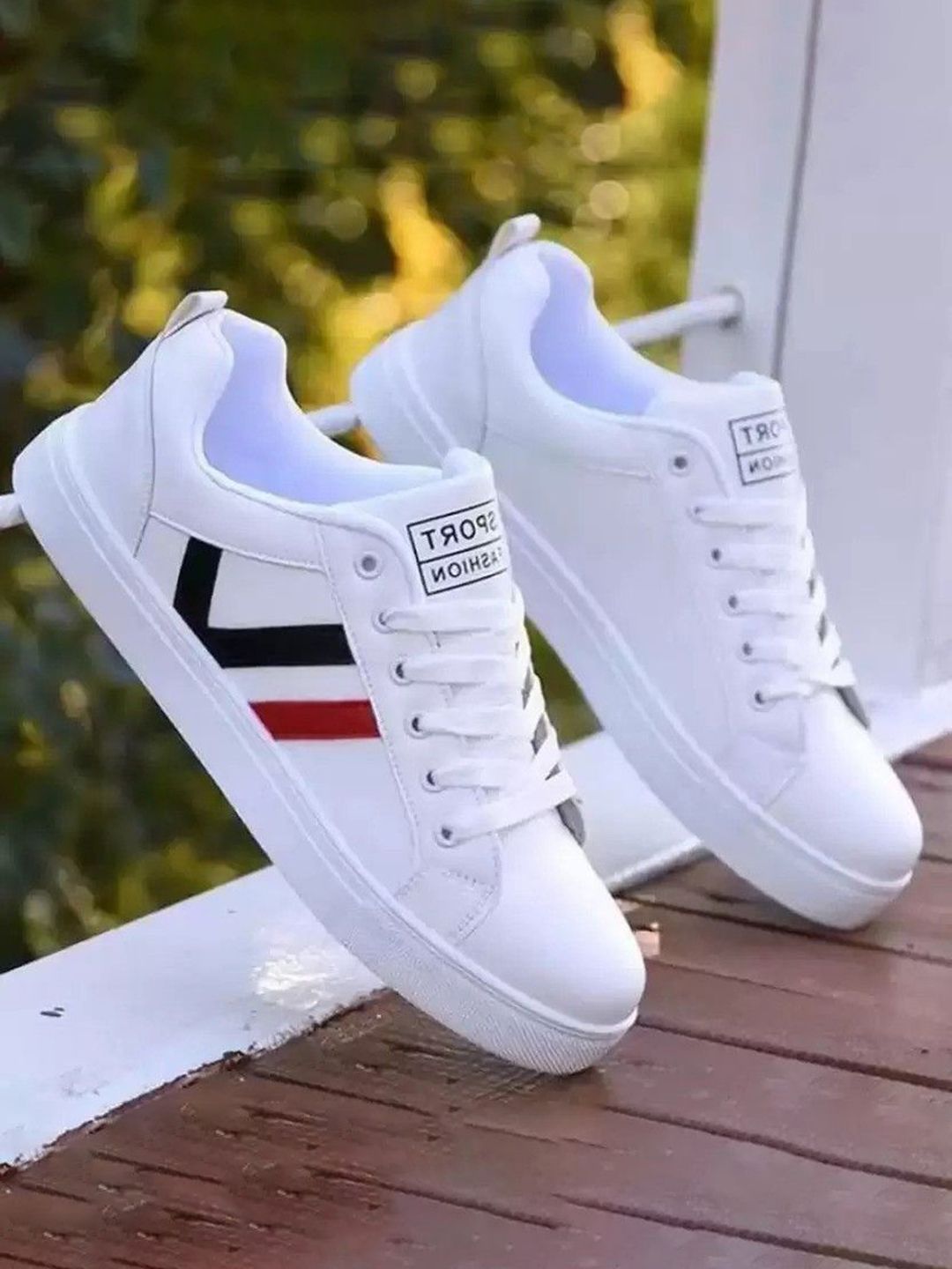 glitchez Men Striped Round Toe lace Ups Support Insole Sneakers-picture-20