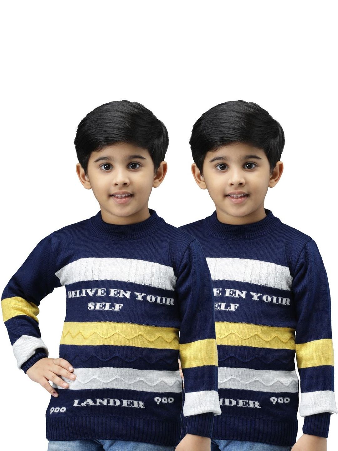 TRENDY WORLD Boys Pack Of 2 Striped Woollen Pullovers-picture-32