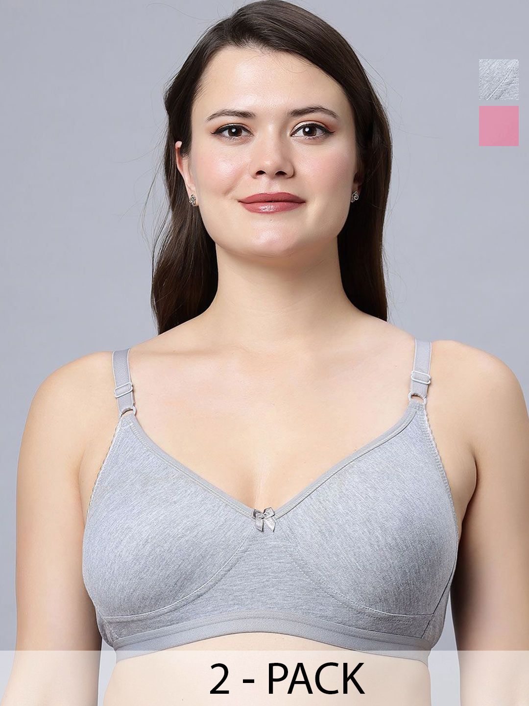 Eden Pack of 2 Solid Full Coverage Non Padded Non Wired Back Closure Everyday Bra-picture-40