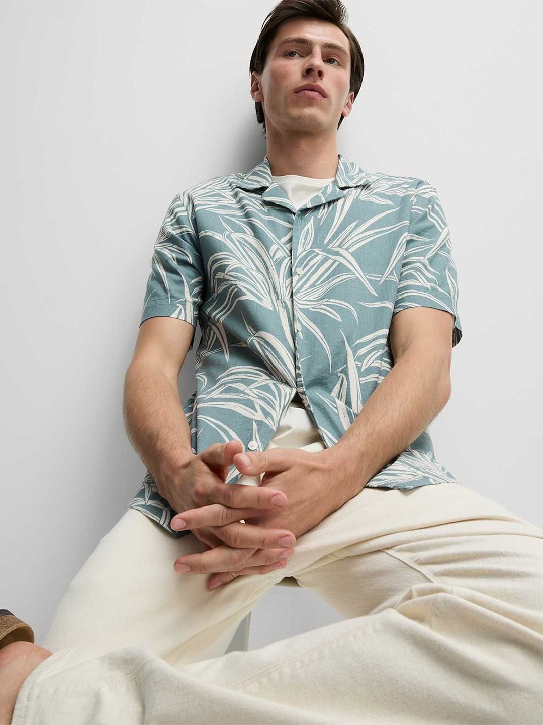 Marks & Spencer Men Floral Printed Cuban Collar Casual Shirt-picture-10