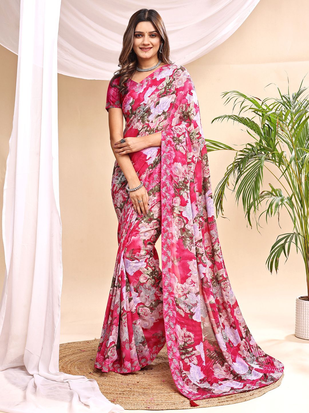 Leelavati Floral Pure Chiffon Designer Saree-picture-18