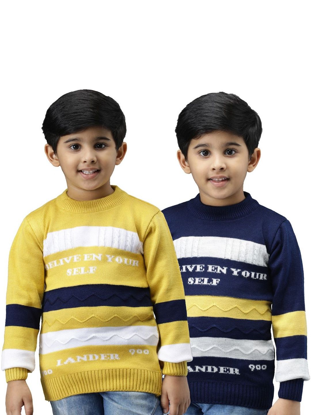 TRENDY WORLD Boys Pack of 2 Striped Woollen Pullover Sweaters-picture-51
