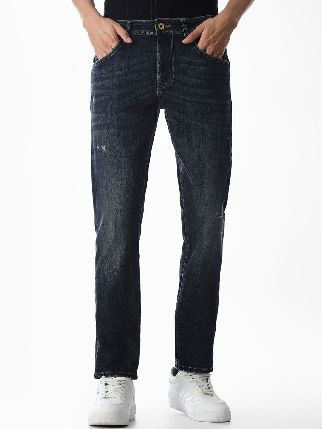 Men Slim Low Rise Grey Jeans
