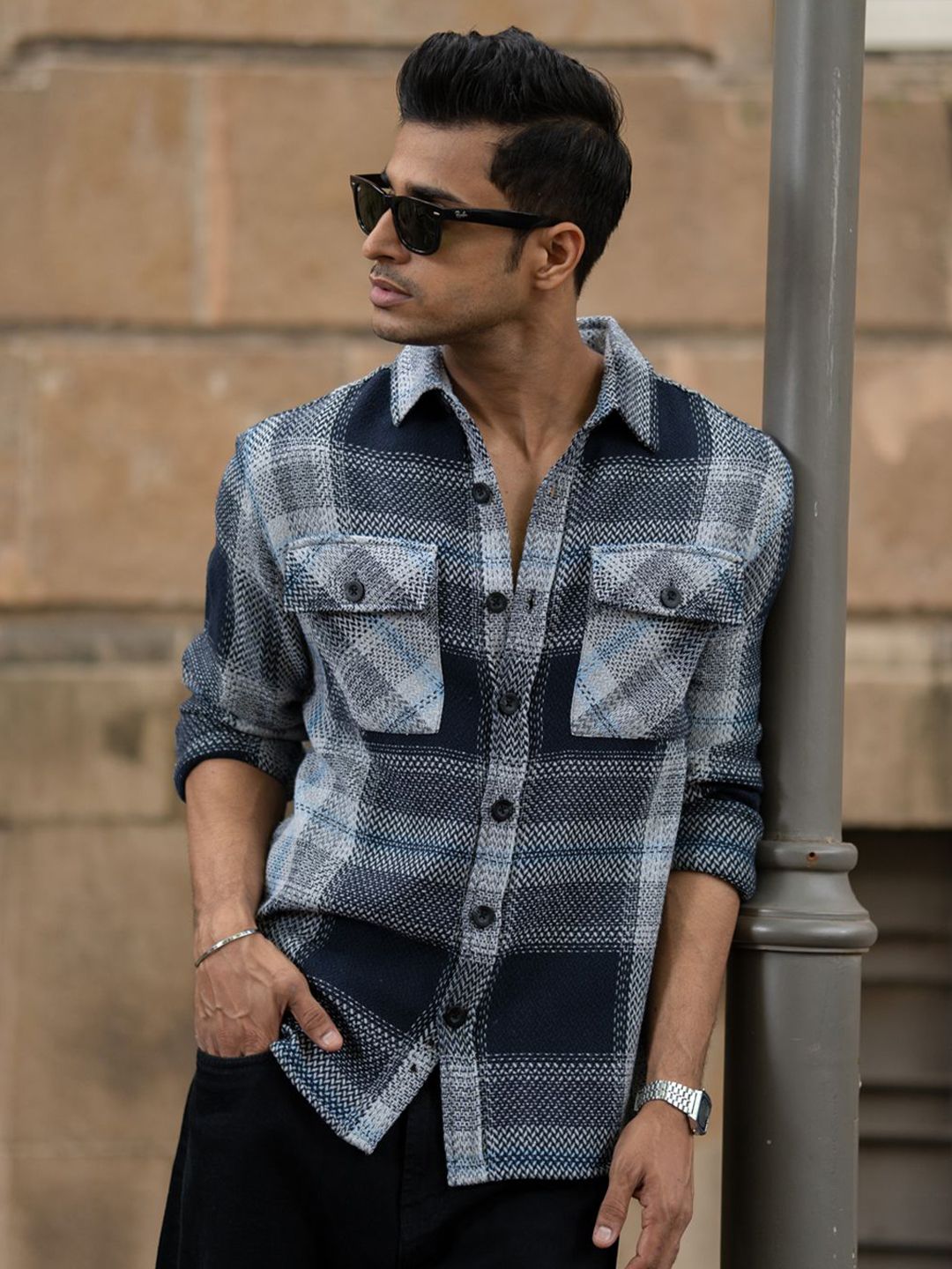 Powerlook Men Checked Spread Collar Casual Shirt-picture-14