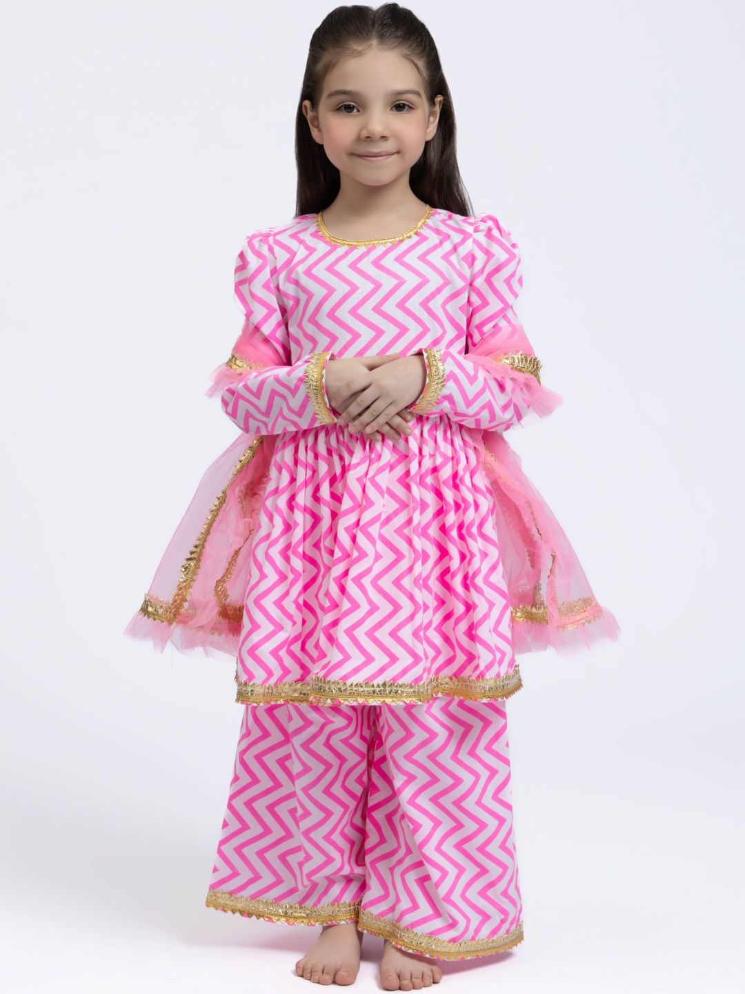 Sangria Girls Pure Cotton Kurta And Sharara & With Dupatta-picture-20