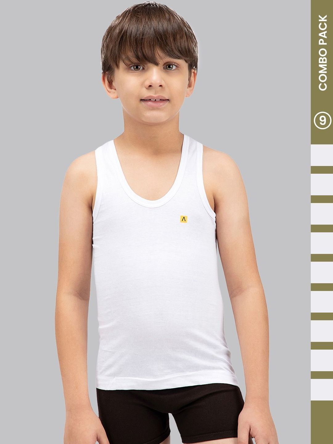 Amul Comfy Boys Pack of 9 Cotton Plain Vest Sleeveless Inner Vest-picture-32