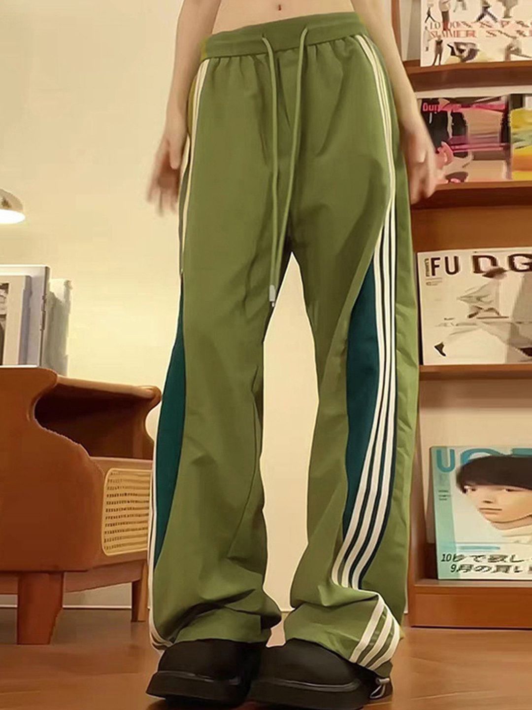 LULU & SKY Women Striped Wide Leg Mid-Rise Trousers-picture-25