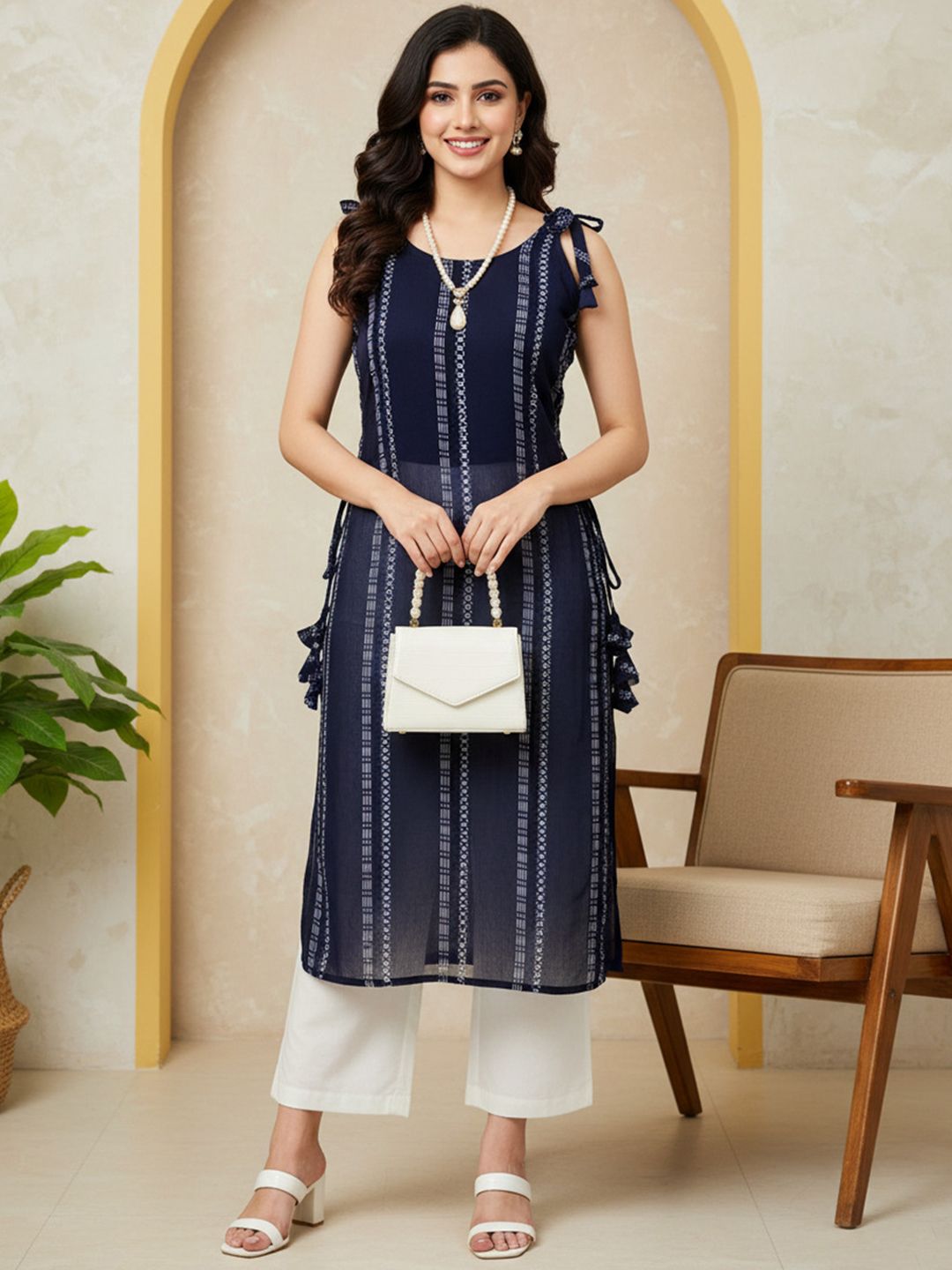 LIPS CROWN Women Striped Printed Festive Straight Kurta-picture-32