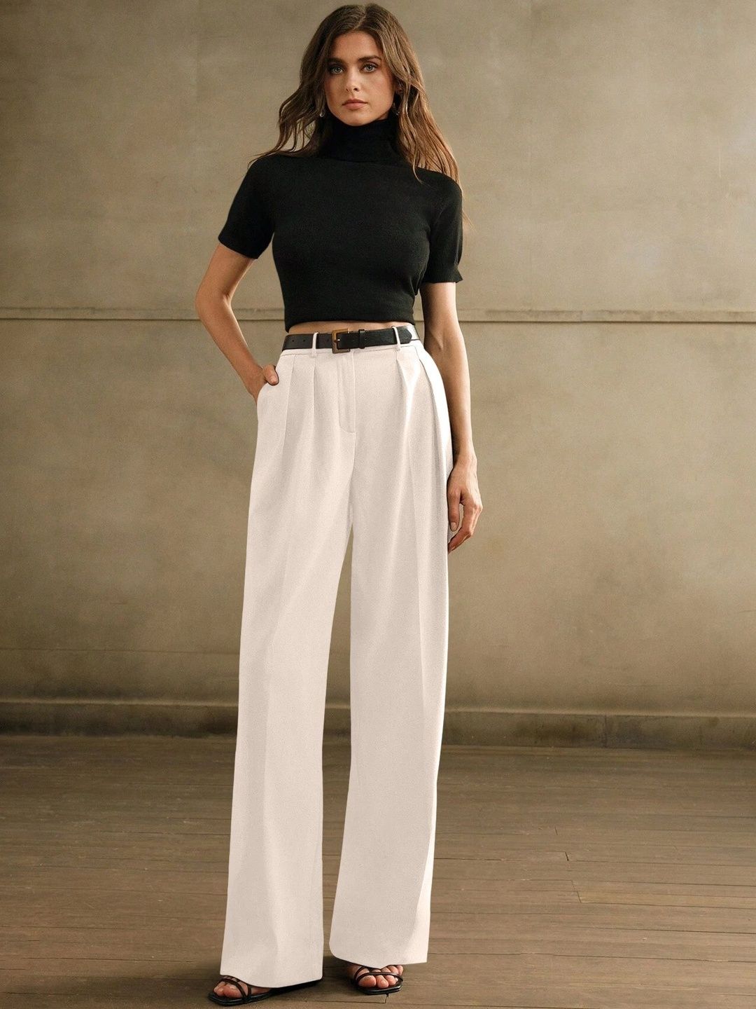 SZN Women High-Rise Easy Wash Pleated Trousers-image-40