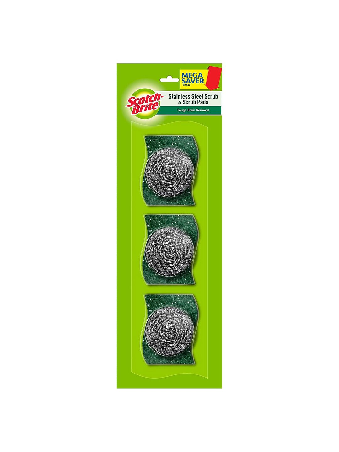 SCOTCH BRITE Set Of 3 Green Stainless-Steel Scrub & Scrub Pads-picture-20