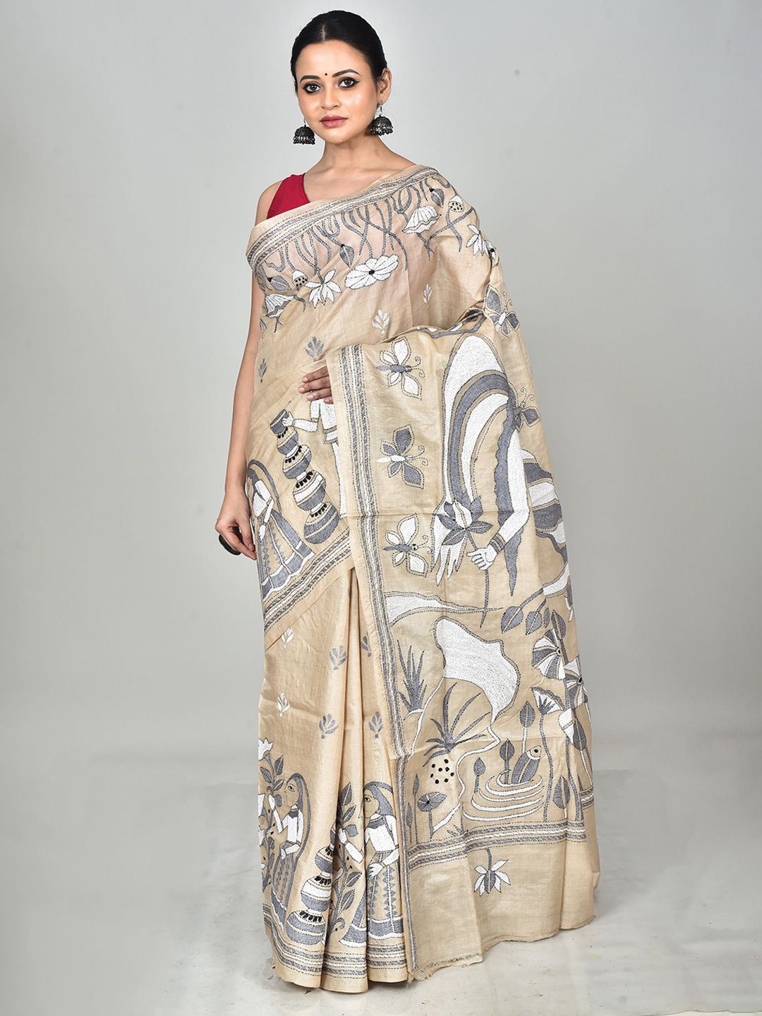 RAM SHYAM collection Ethnic Motifs Embroidered Pure Silk Handloom Saree-picture-26