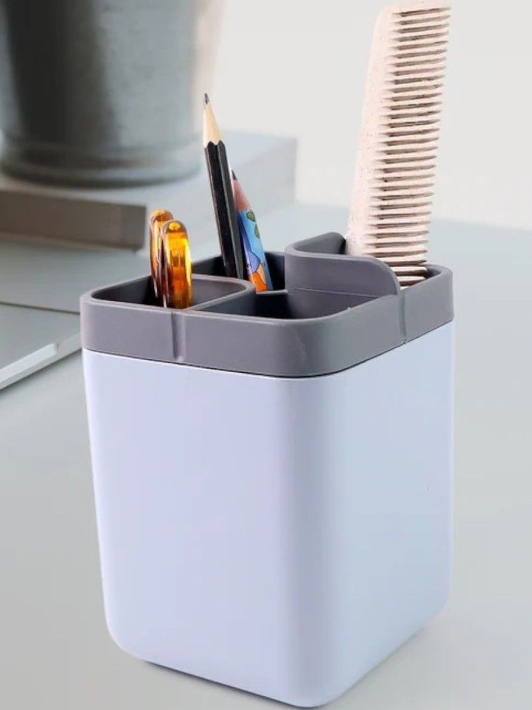 DeoDap Plastic 4-Section Multi-Compartment Desk Organizer Utility Holder-picture-15