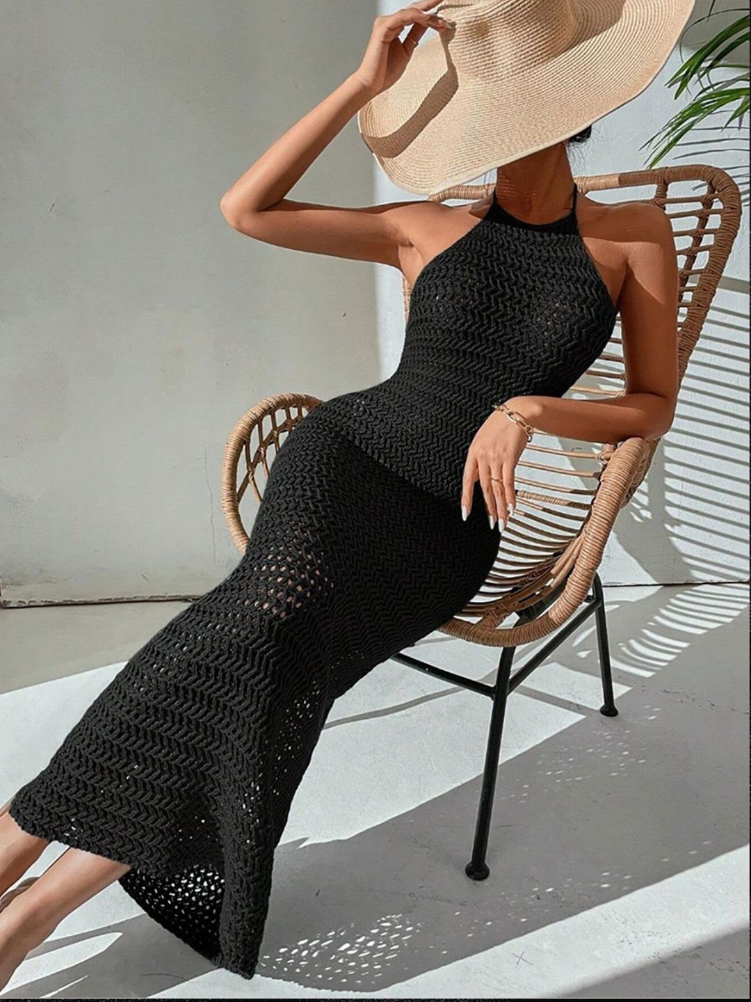 StyleCast Women Solid Halter Neck Bodycon Maxi Dress-picture-40