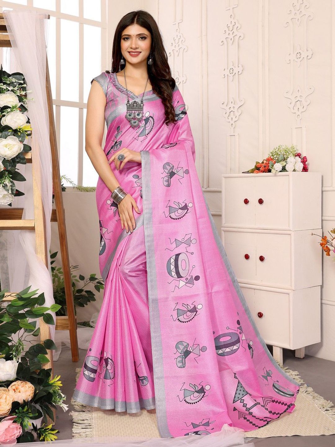 priyashi Warli Printed Zari Saree-picture-35