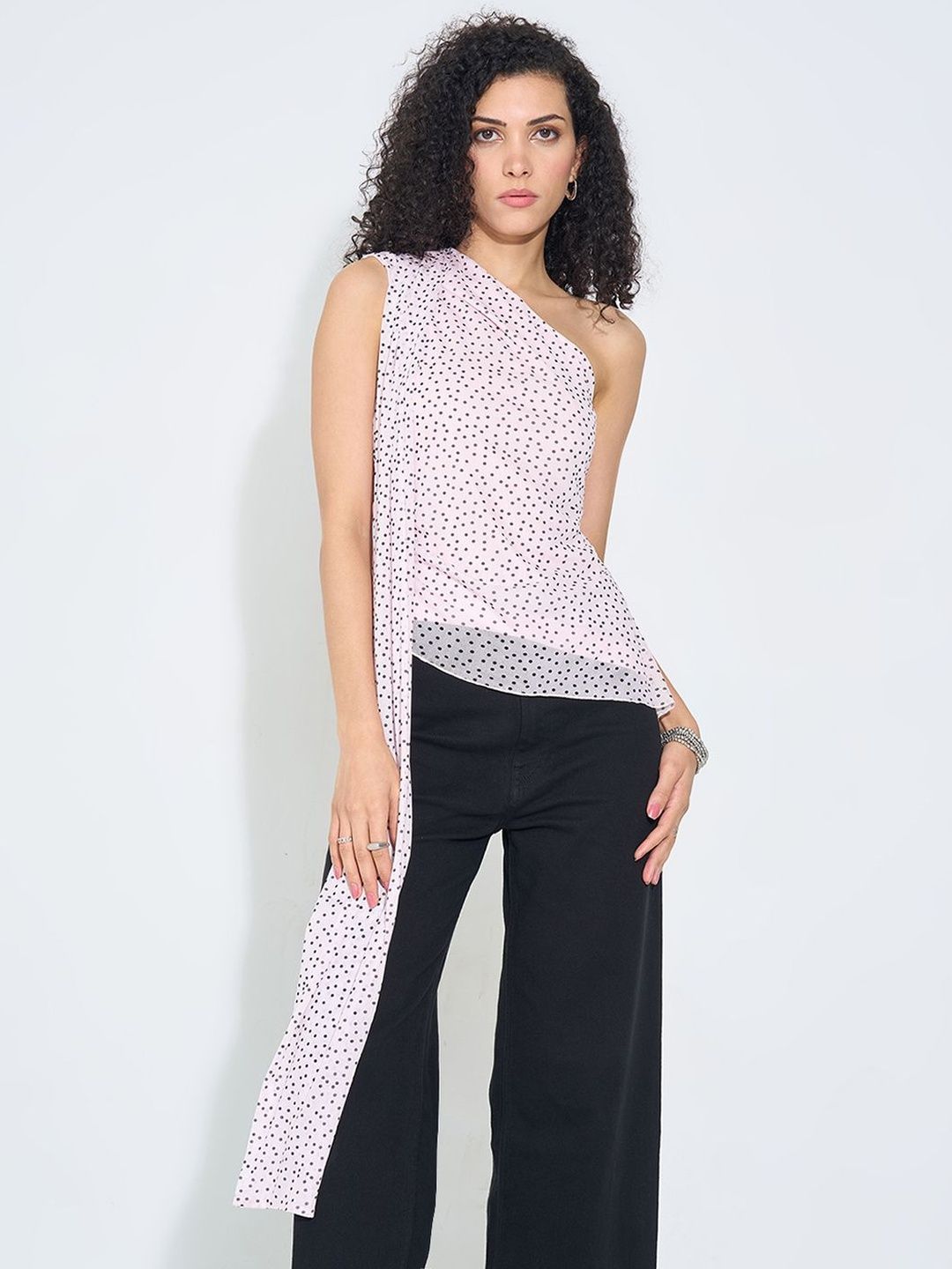 SF JEANS by Pantaloons Polka Dot Print One Shoulder Top-image-41