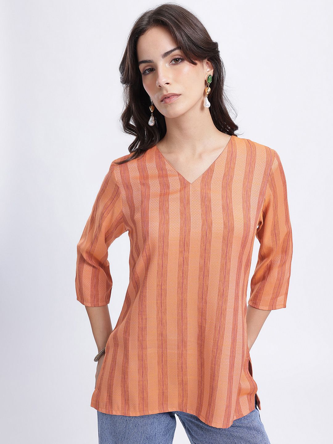 Anouk Rustic Self-Striped Straight Kurti-picture-28