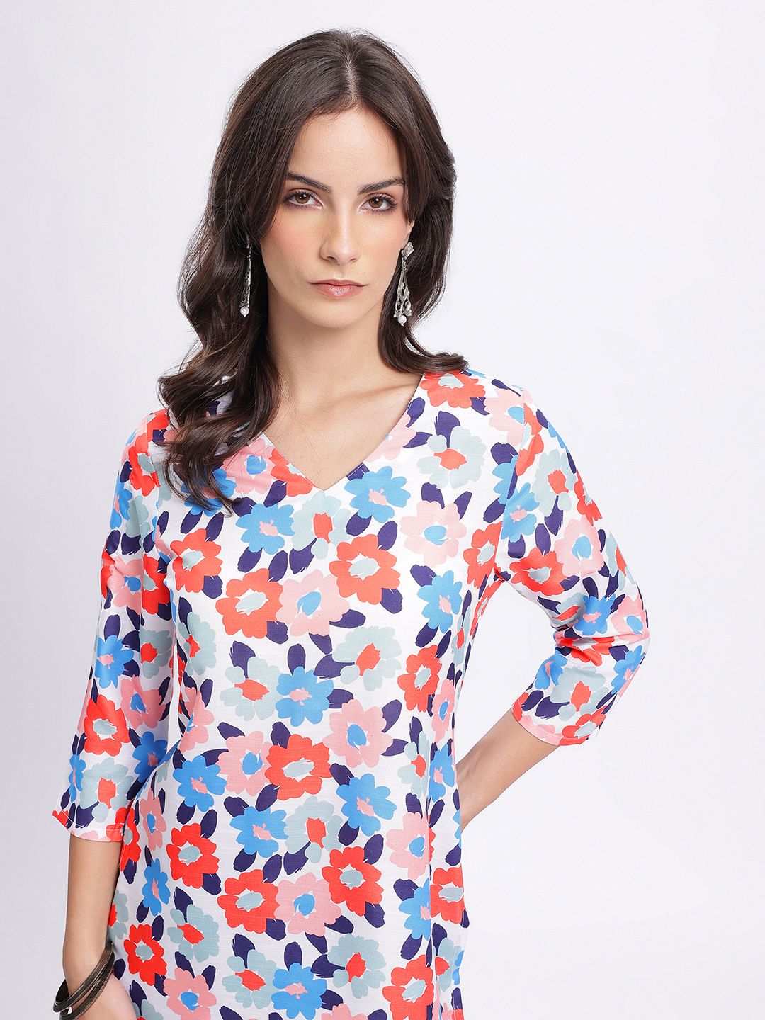 Anouk Rustic Floral Printed V-Neck Kurti-picture-24