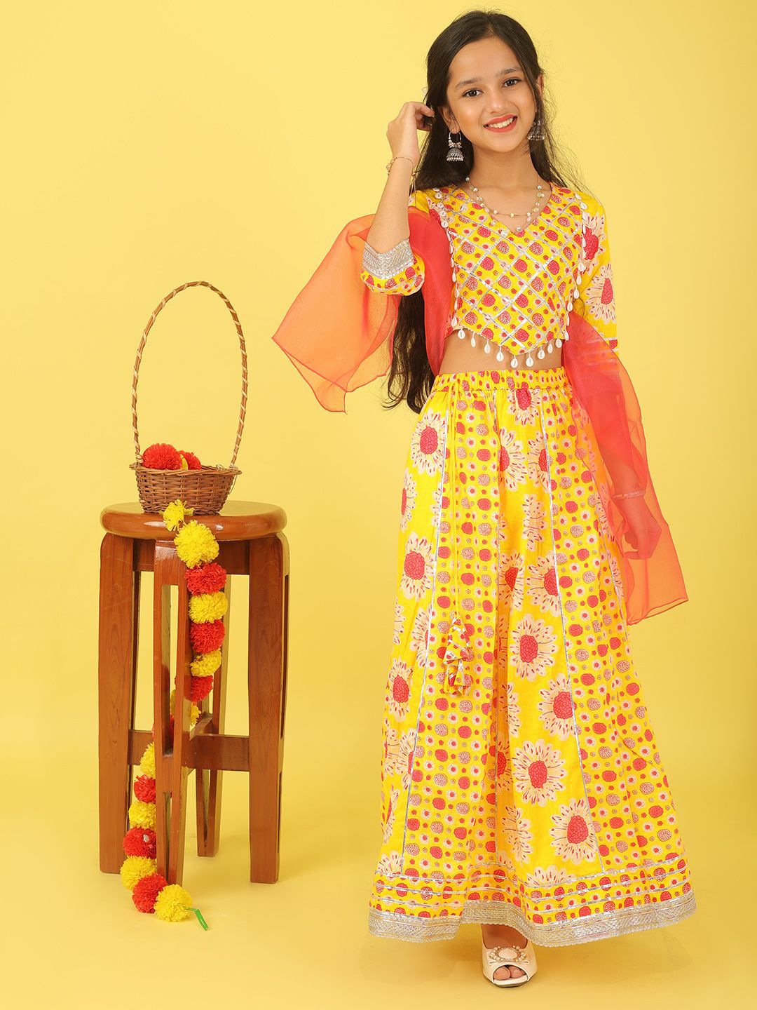 BAESD Girls Printed Ready to Wear Lehenga & Blouse With Dupatta-picture-24