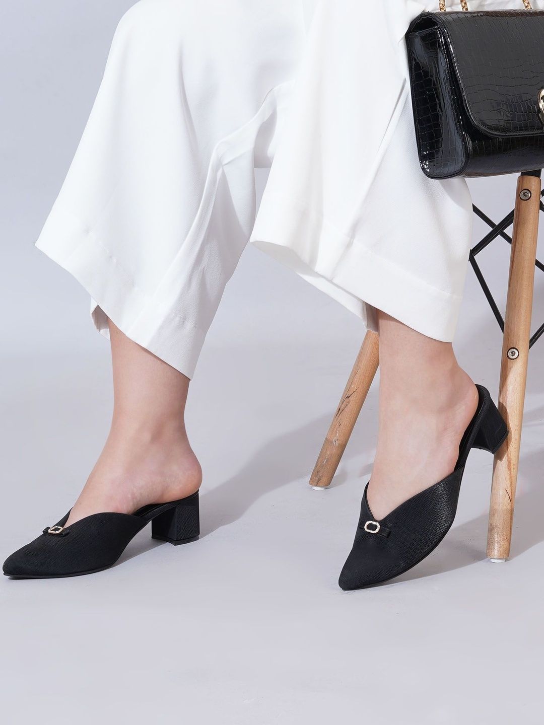 Shoetopia Women Pointed Toe Embellished Block Pumps-picture-12