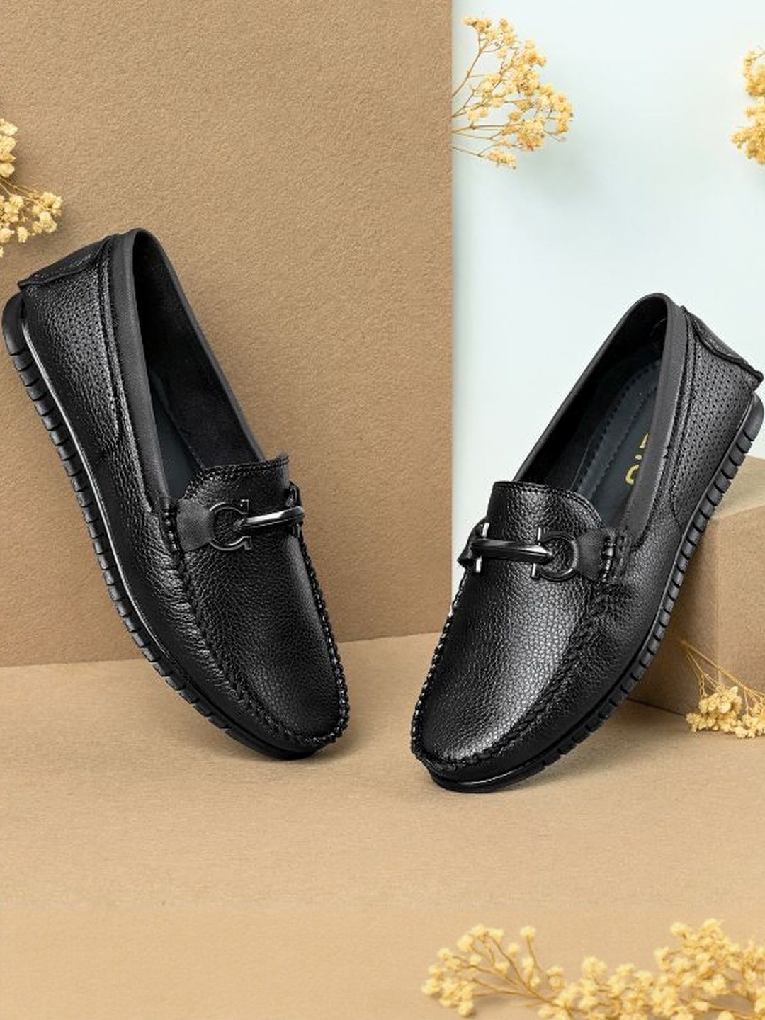 NAATU Men Black Solid Round Toe Formal loafers-image-11