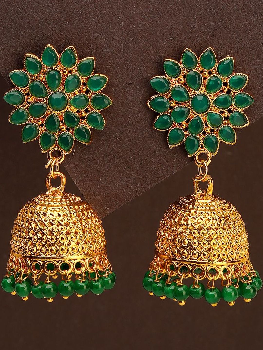 LIMEROAD Gold-Toned Jhumkas Earrings-picture-12