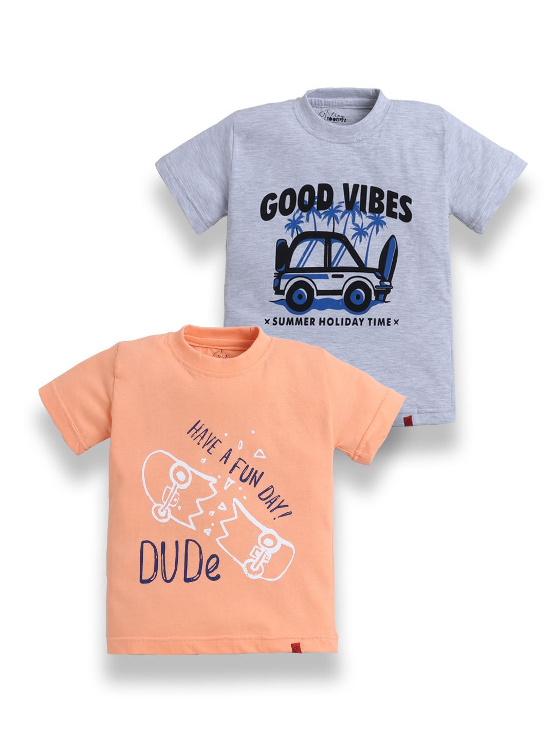 Tiny Toonzzz Boys Pack Of 2 Graphic Printed Round Neck Cotton T-shirts-picture-26