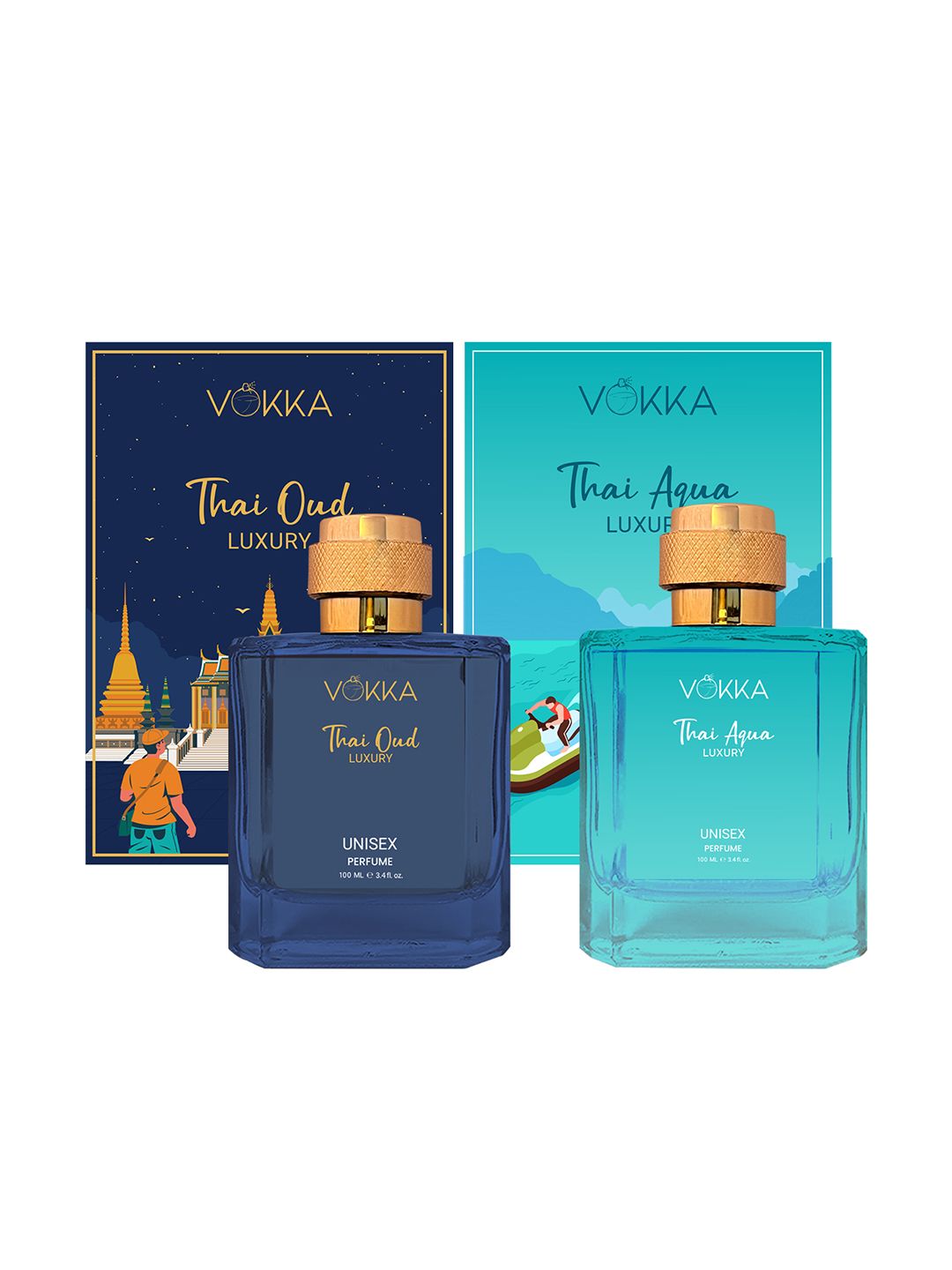 VOKKA Set of Thai Oud & Thai Aqua Long Lasting Luxury Perfume - 100 ml each