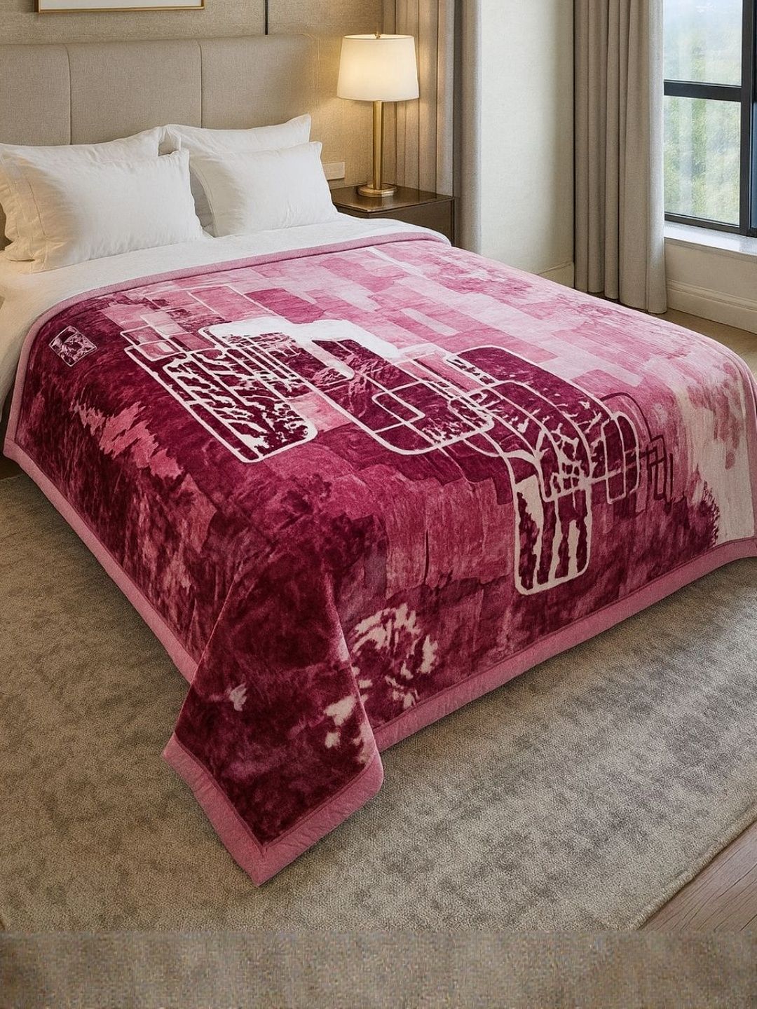 Signature Fuchsia Floral Heavy Winter Double Bed Blanket-image-6