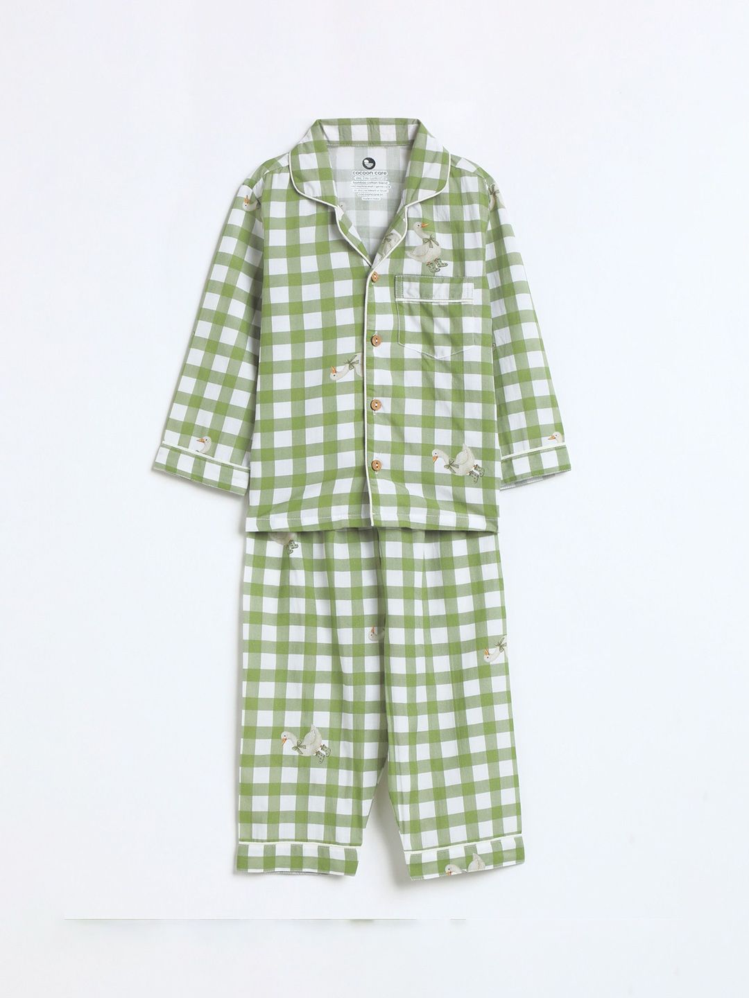 cocoon care Kids Checked Bamboo Cotton Night Suit