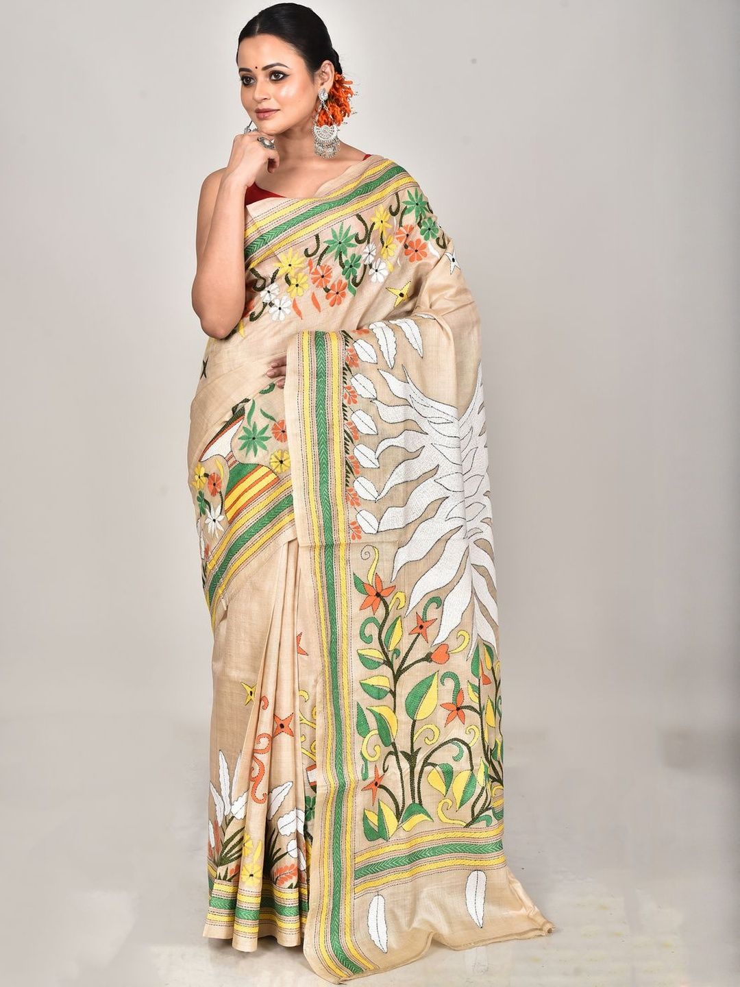 RAM SHYAM collection Floral Embroidered Handloom Saree-picture-15