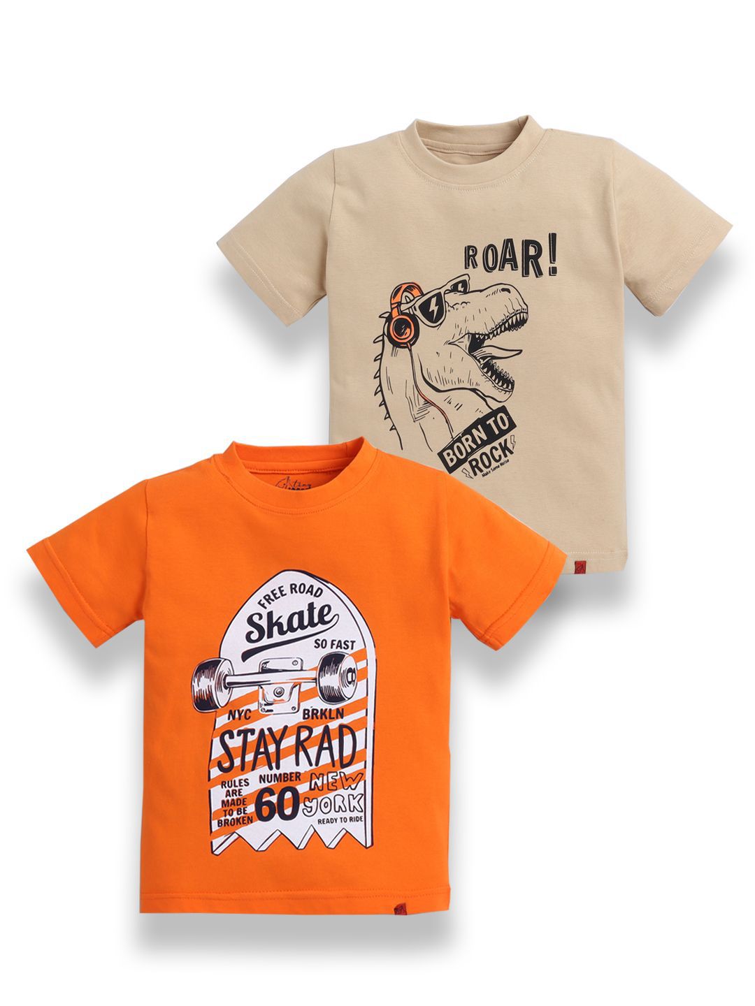 Tiny Toonzzz Boys Pack of 2 Graphic Printed Round Neck Pure Cotton T-shirts-picture-32