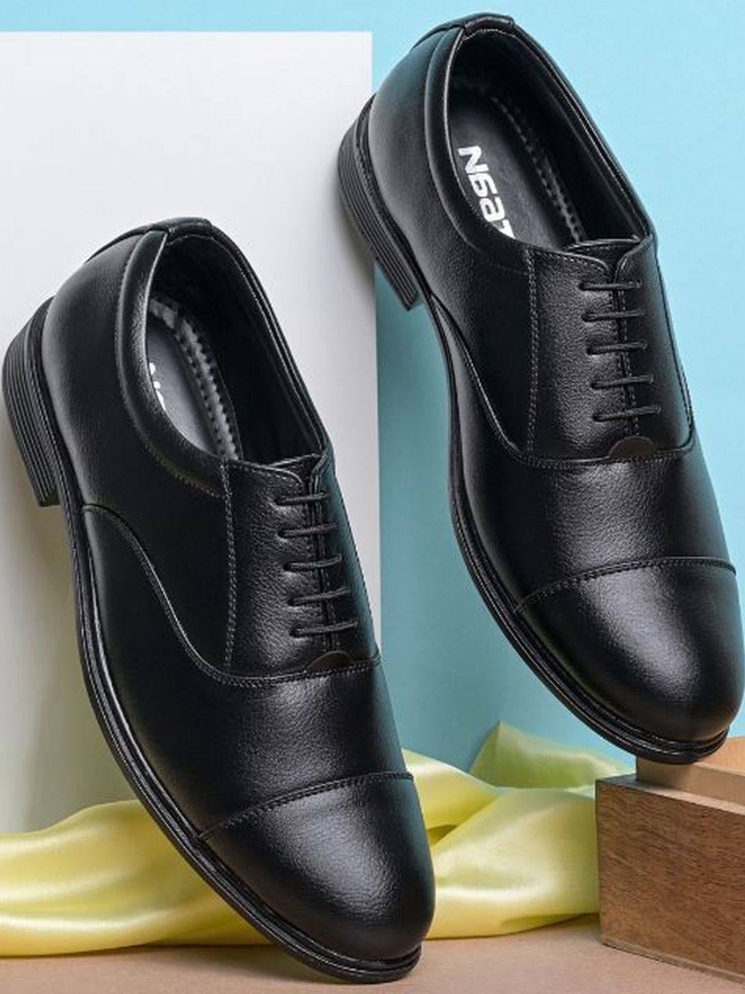 NAATU Men Black Round Toe Lace Up PU Oxford Formal Shoes-picture-18