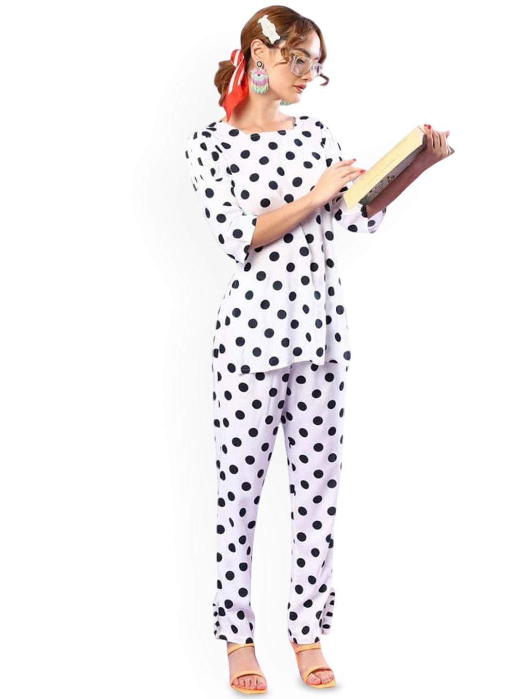 YANA FASHION Printed Round Neck Top With Trousers-picture-23