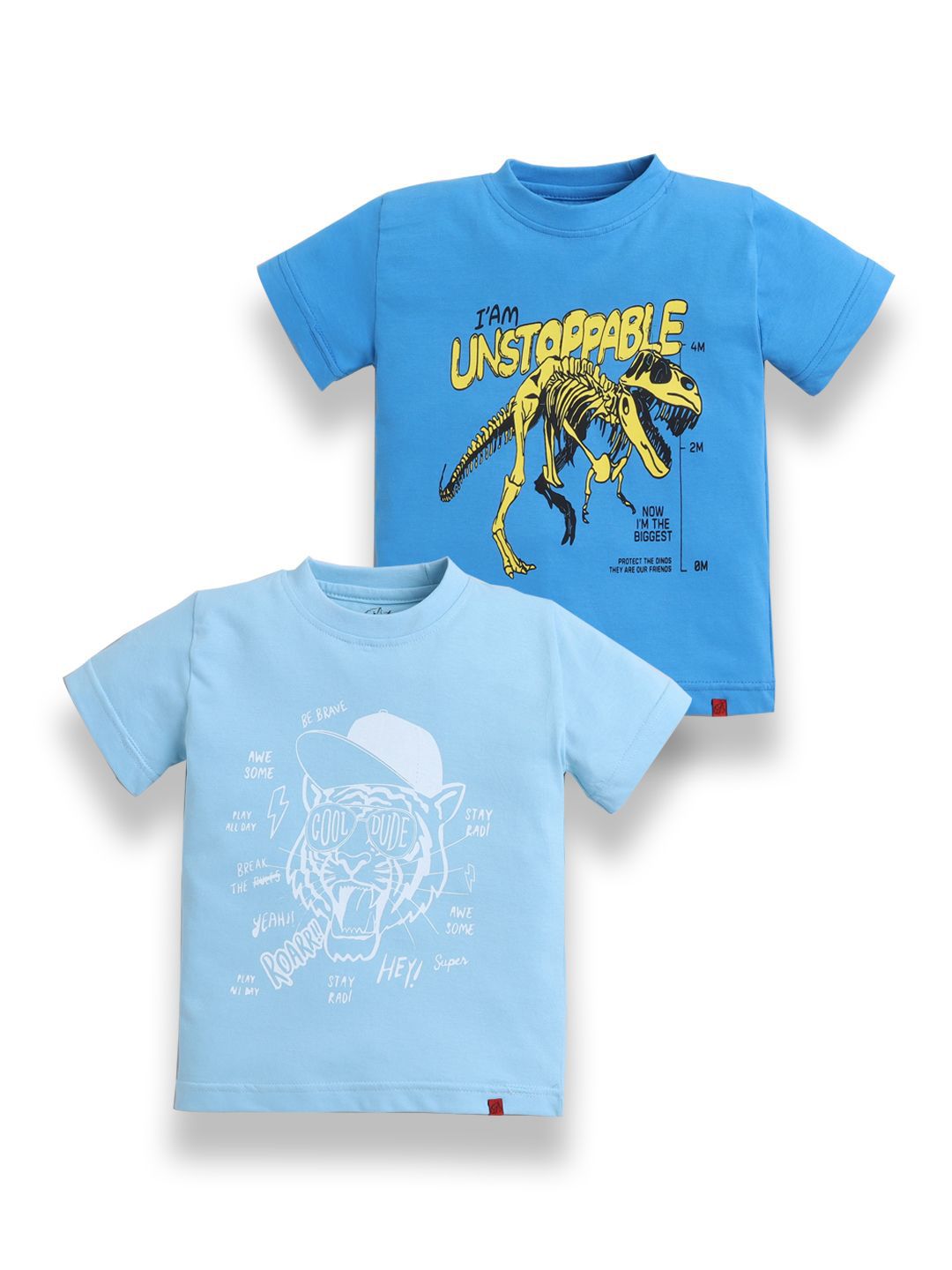 Tiny Toonzzz Boys Pack Of 2 Graphic Printed Round Neck Pure Cotton T-shirts-picture-27