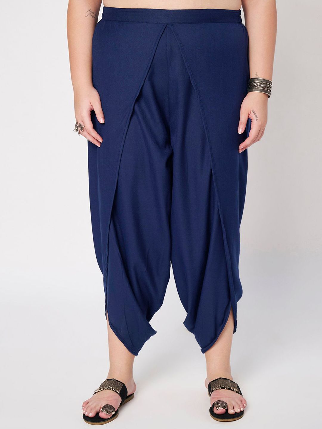 9rasa Women Plus Size Cotton Solid Dhoti Pants-picture-26