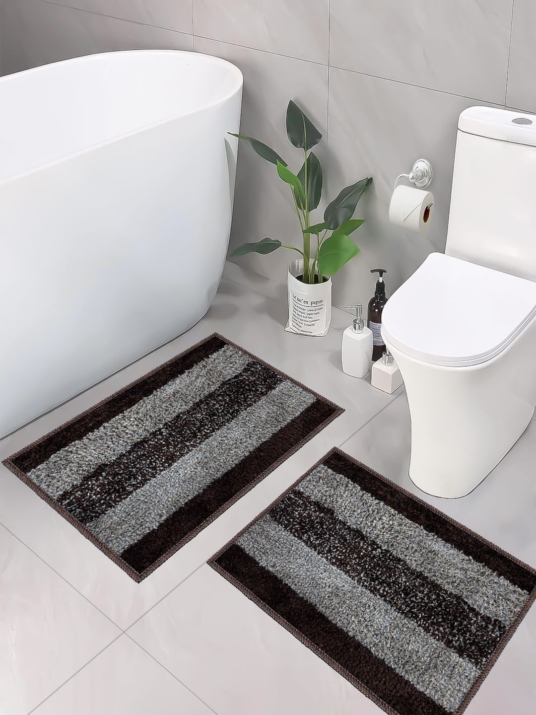 Sittella Set of 2 Anti-Skid Microfiber Bathroom Rectangular Door Mat-picture-14