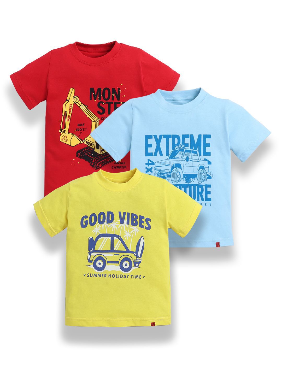 Tiny Toonzzz Boys Pack Of 3 Graphic Printed Round Neck Cotton T-shirts-picture-20