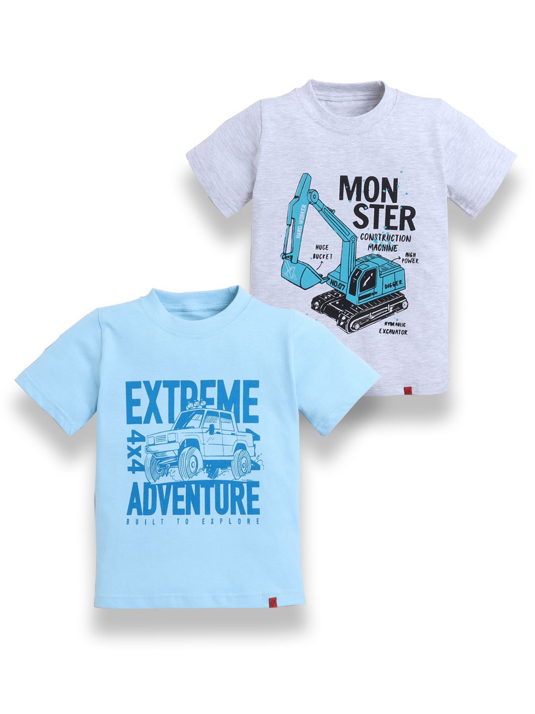 Tiny Toonzzz Boys Pack of 2 Graphic Printed Round Neck Pure Cotton T-shirts-picture-19